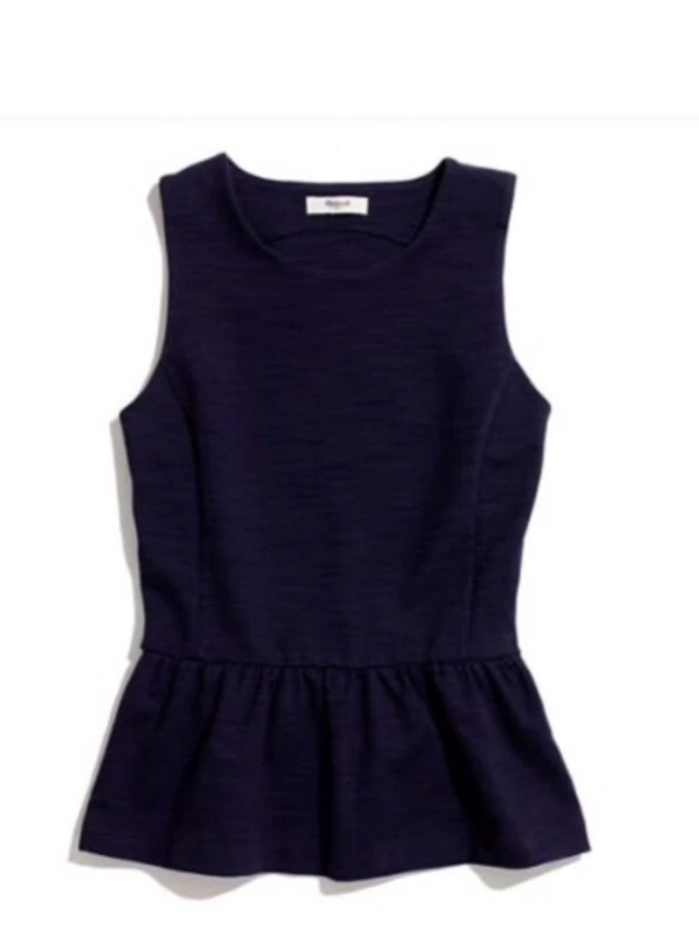 Madewell Womens XS Black Peplum Tank Top Sleeveless Cotton Blend Fitted Blouse